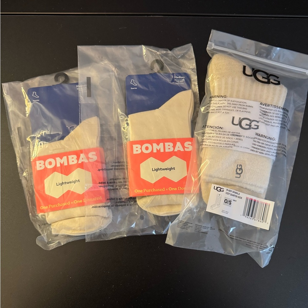 Bombas and UGG Lightweight Socks - Cream NWT